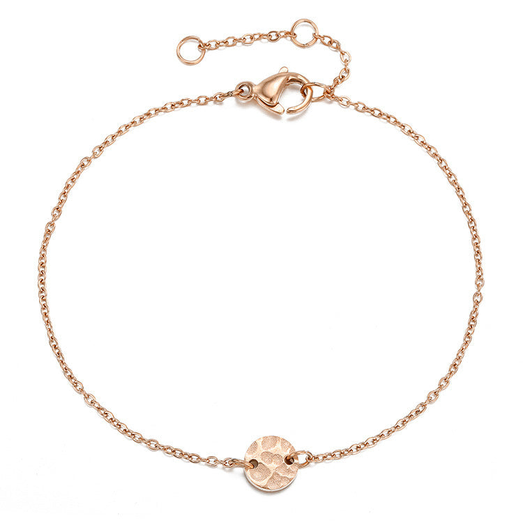 Rose gold round link bracelet water wave chain
