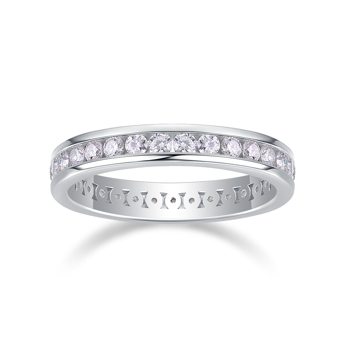 Moissanite eternity band 925 sterling silver continuous sparkle
