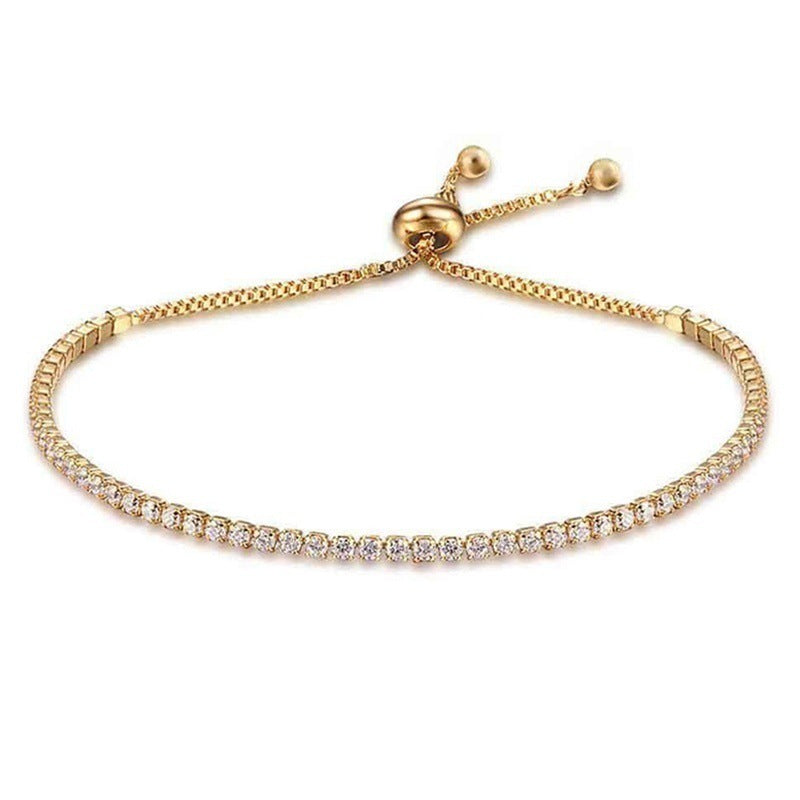 Micro-inlaid zircon adjustable bracelet gold-plated

