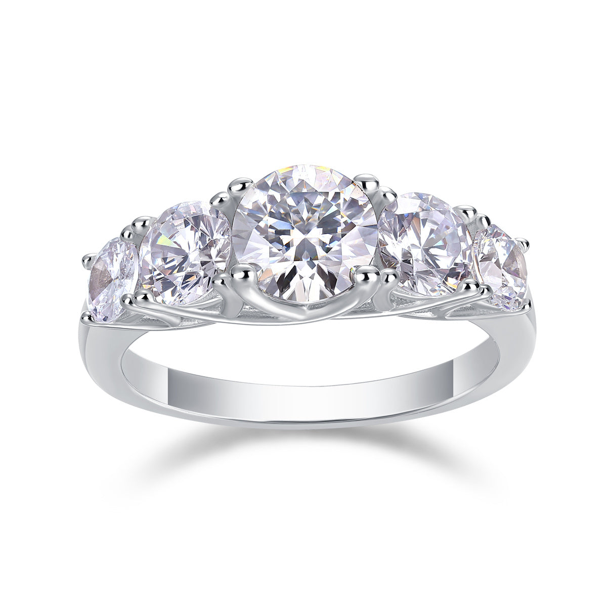 Classic five-stone ring moissanite anniversary band
