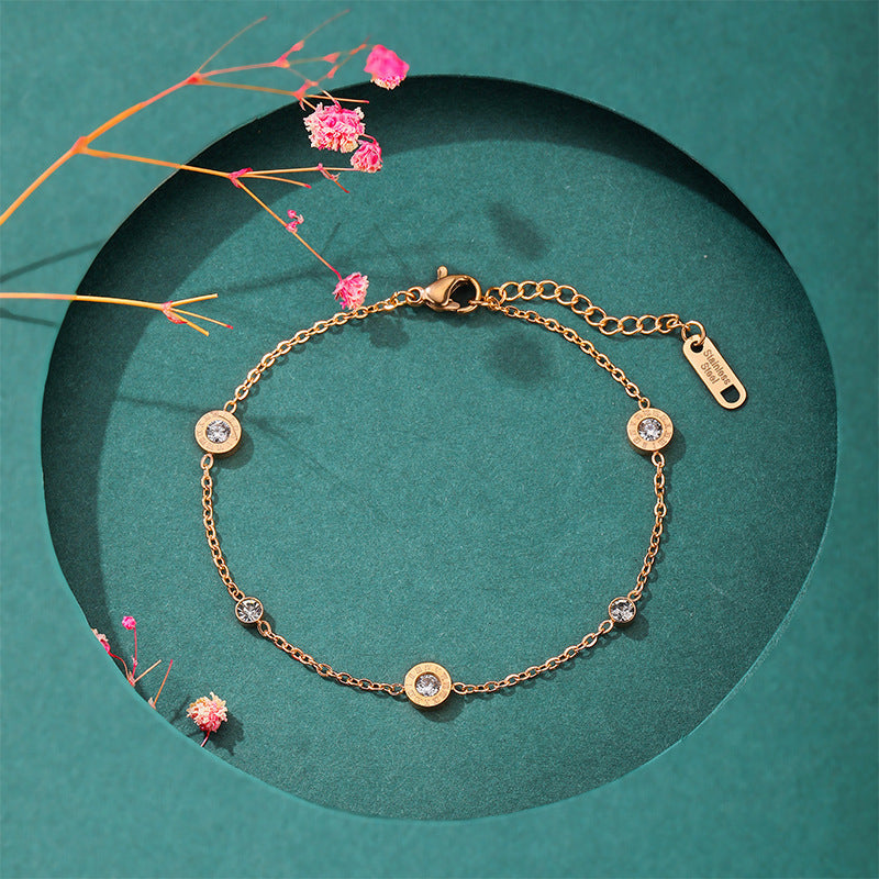 Roman circle zircon bracelet gold rose gold plated
