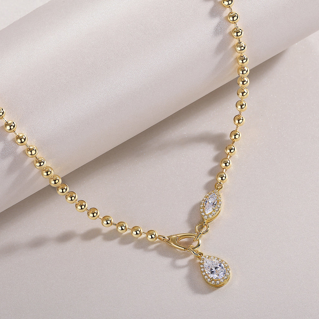 Gold-Plated Moissanite Pendant Necklace – 925 Sterling Silver