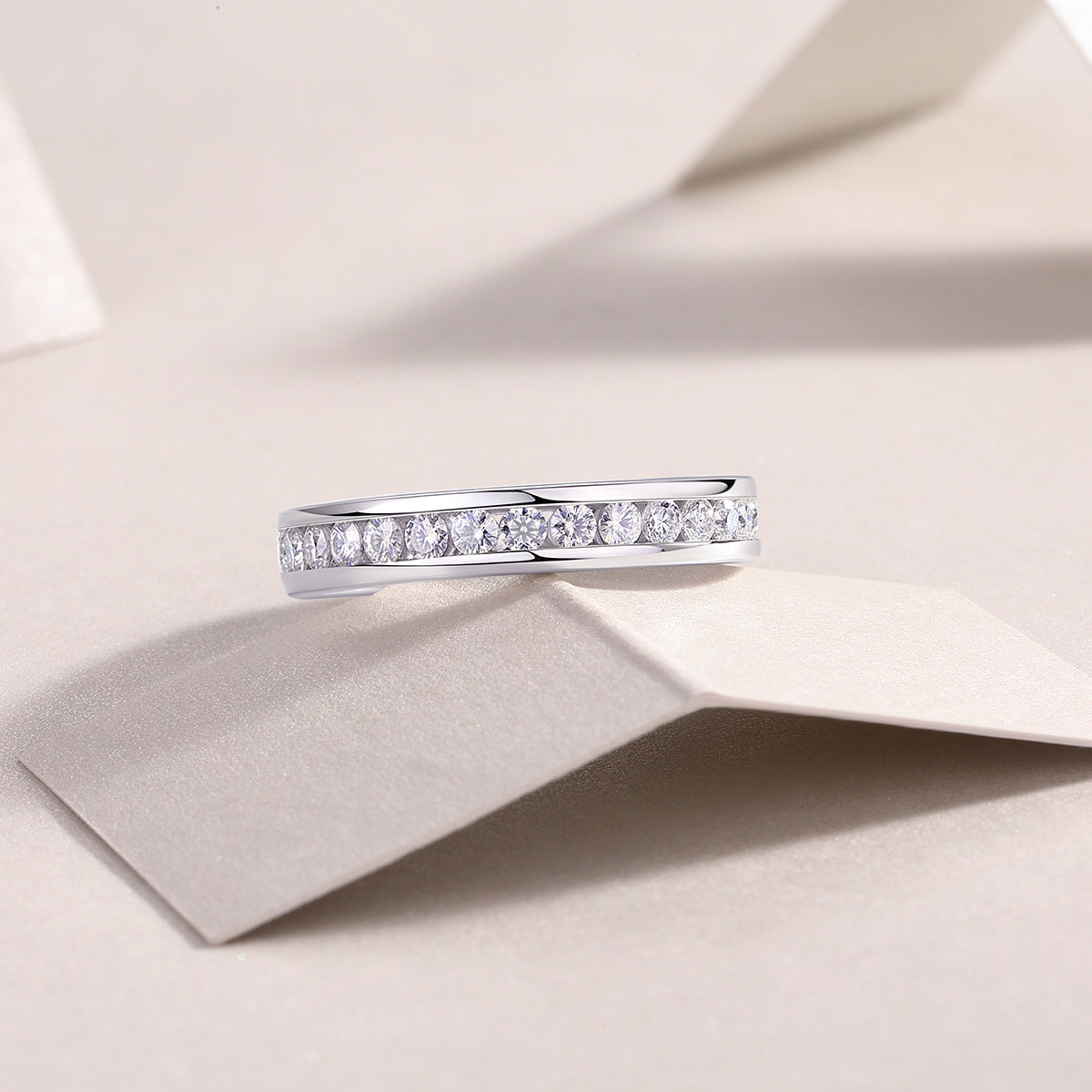 Full eternity band moissanite 360 degree sparkle
