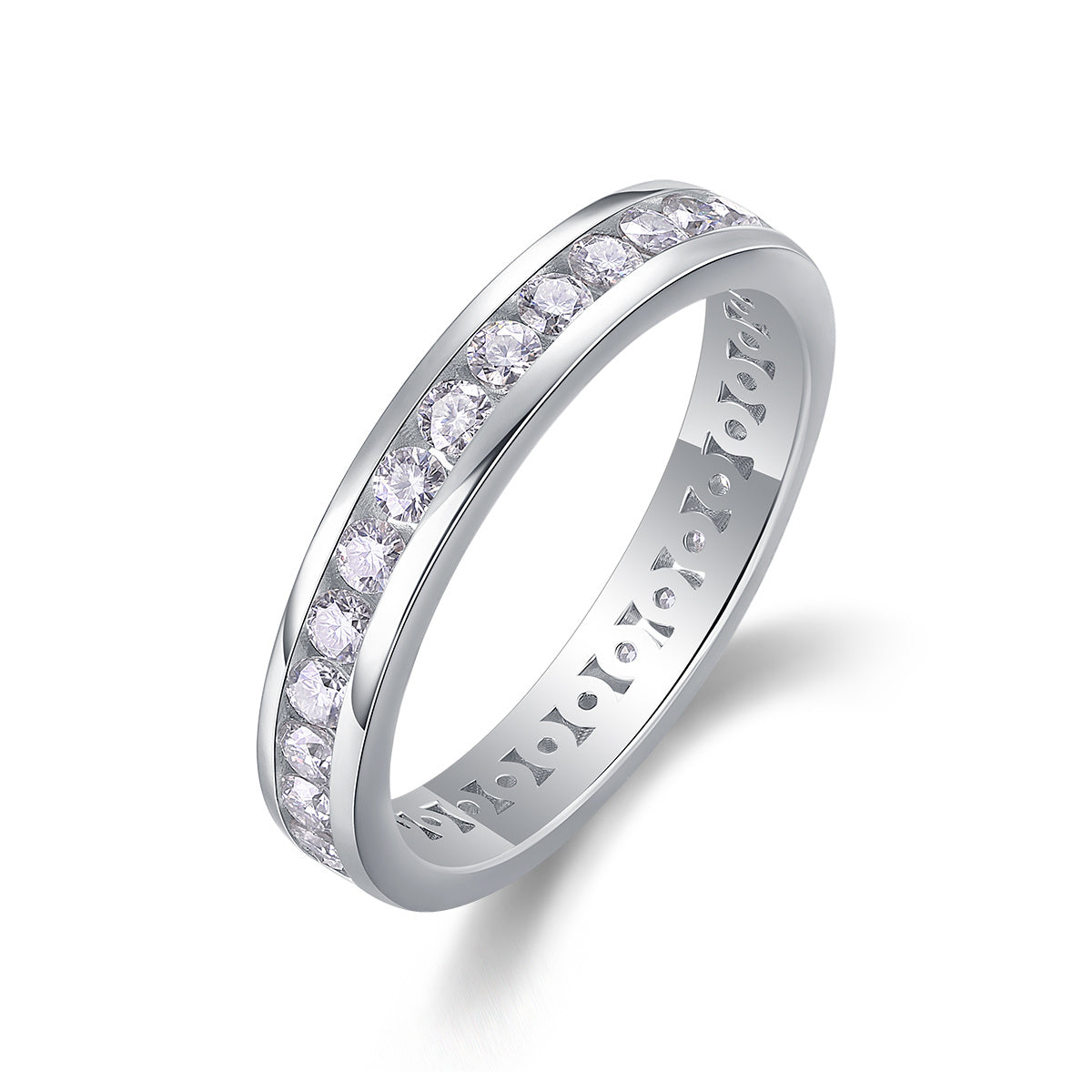 Sterling silver eternity ring moissanite brilliant-cut
