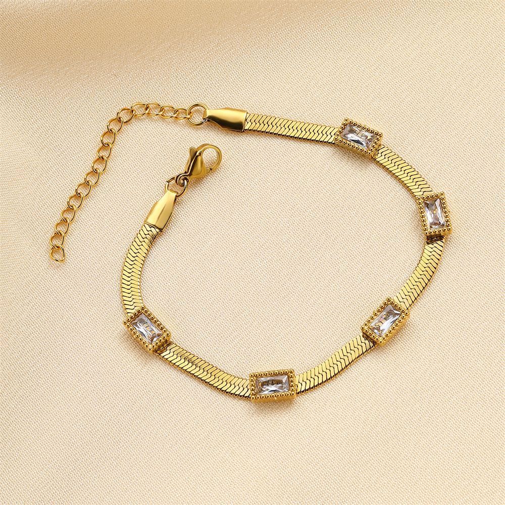 Unisex emerald-cut zircon bracelet stainless steel
