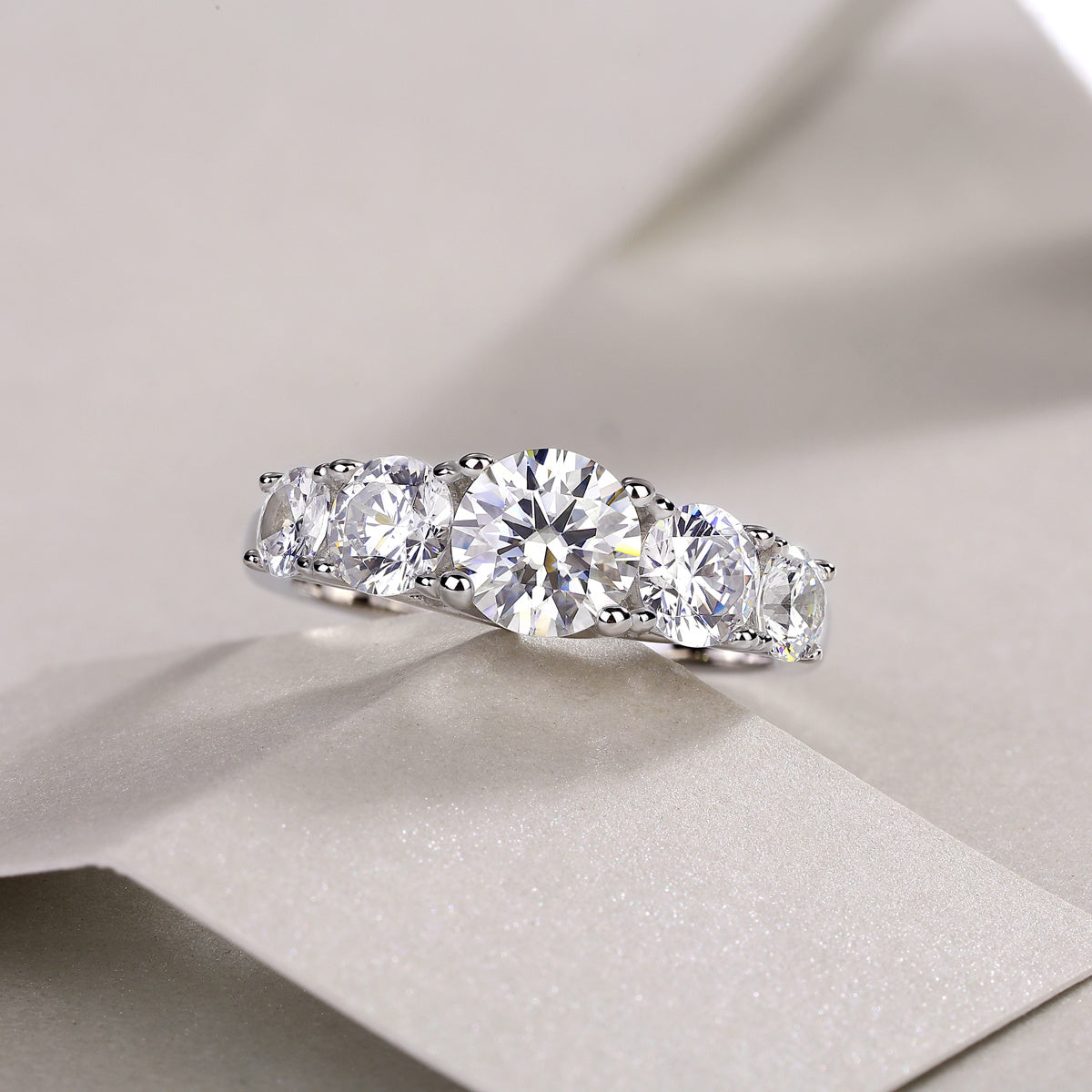 Anniversary five-stone moissanite ring bridal jewelry
