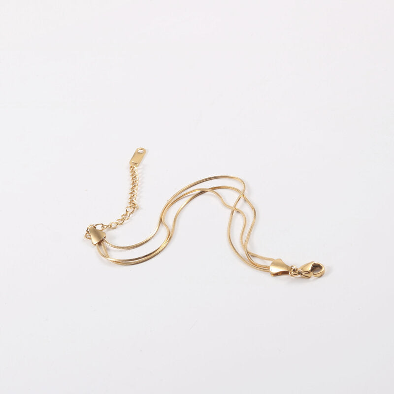 Dual chain bracelet 18K gold-plated toad charm
