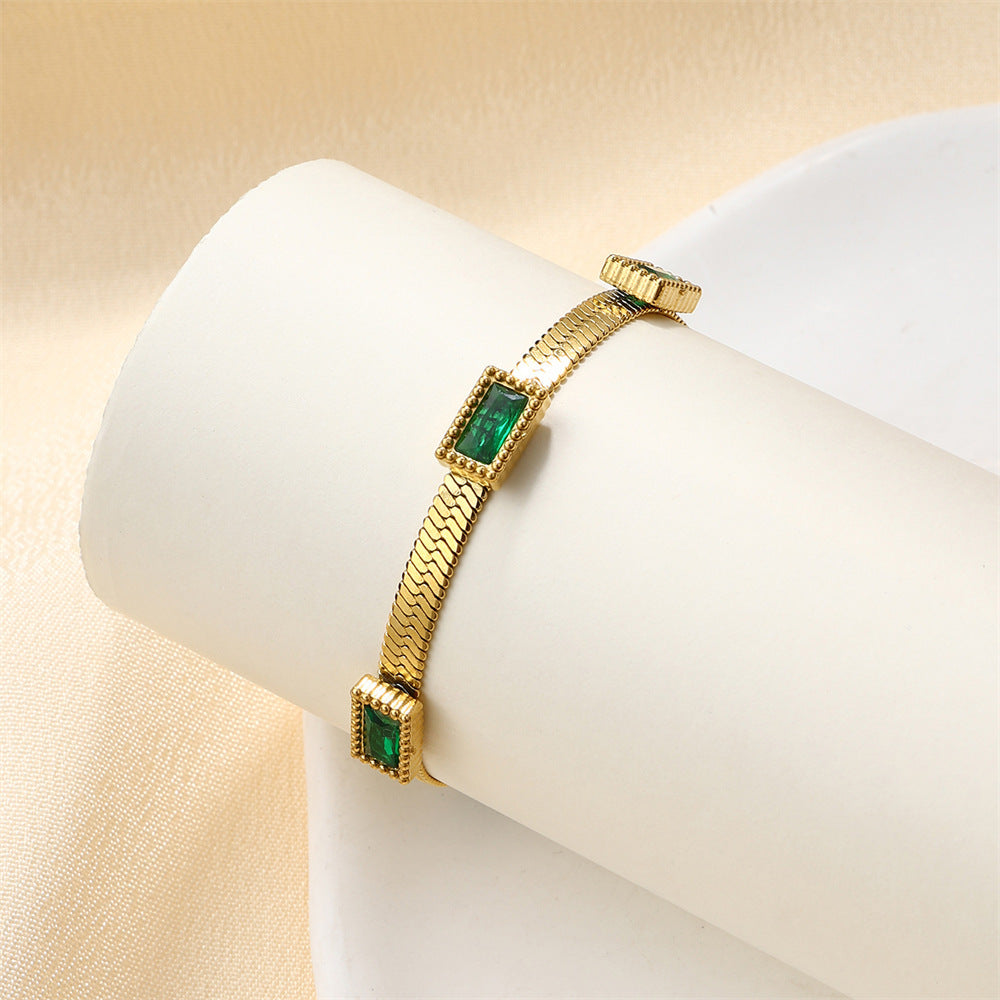 Modern geometric zircon bracelet 18K gold affordable
