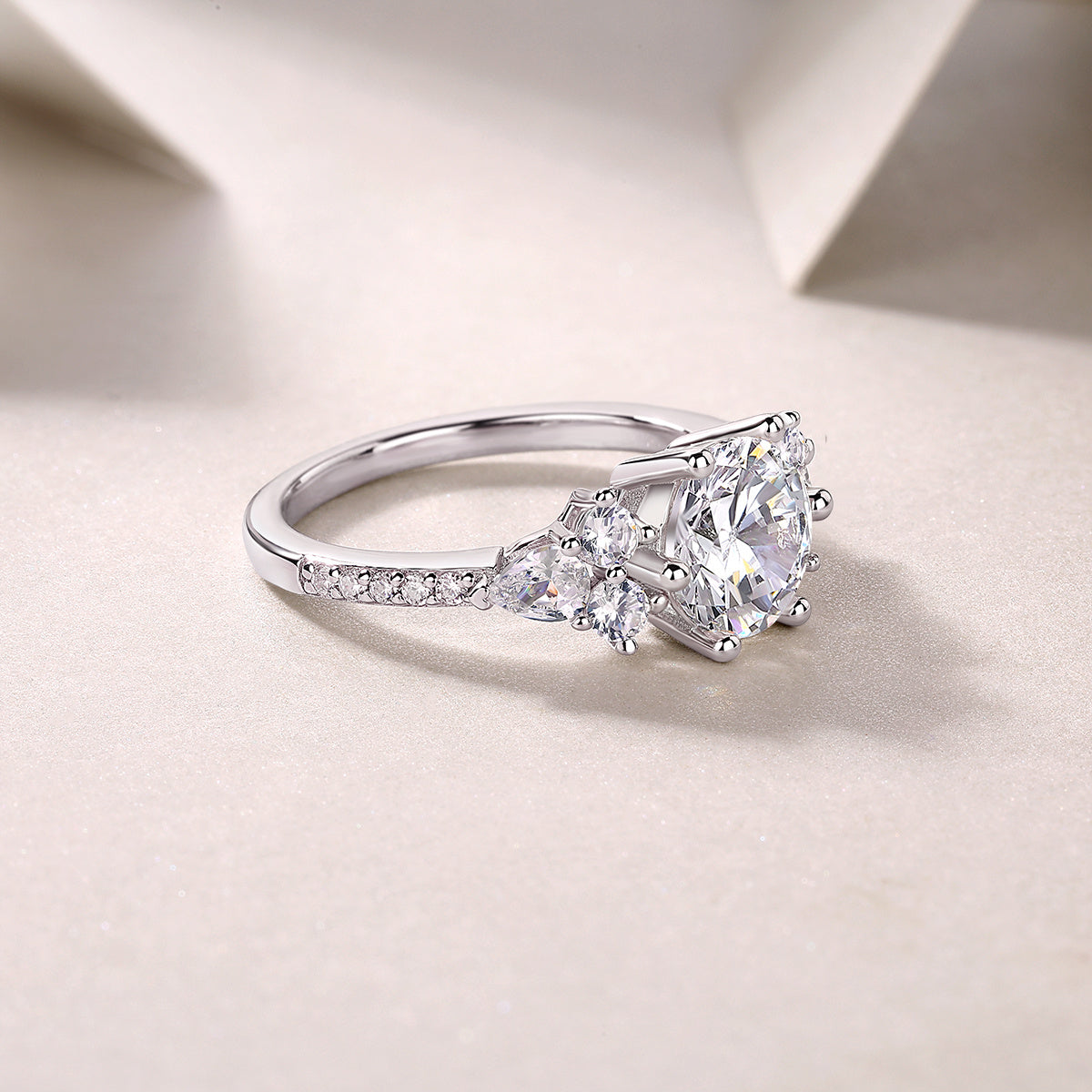 Classic halo engagement ring moissanite center stone
